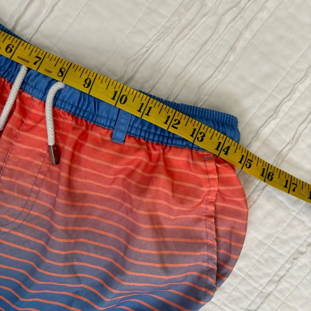 Southern Marsh Men’s XS Blue/Orange Striped Swim Trunks